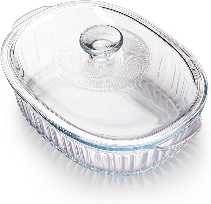 NUTRIUPS 1.9QT Oval Glass Casserole Dish with Glass Lid, Borosilicate Glass,Oval Casserole Dish for Oven, Baking Dish with Lid