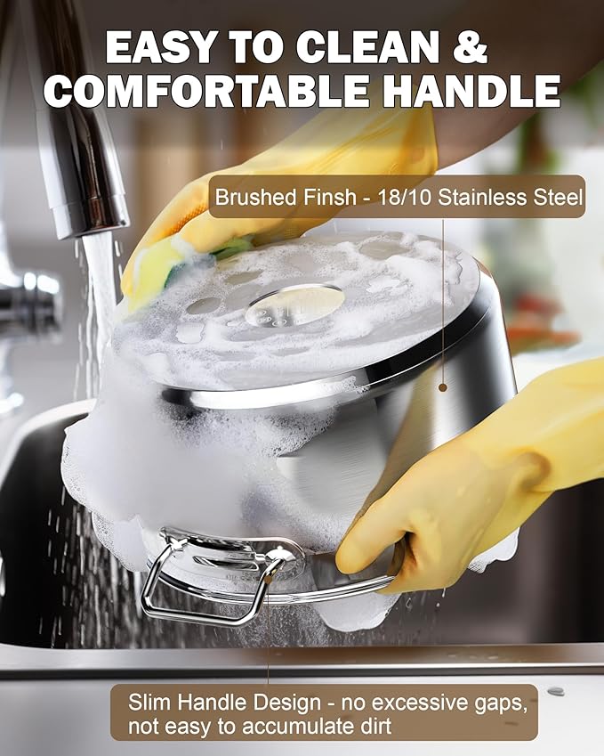 Cooks Standard Stockpots Stainless Steel, 8 Quart Professional Grade Stock Pot with Lid, Silver