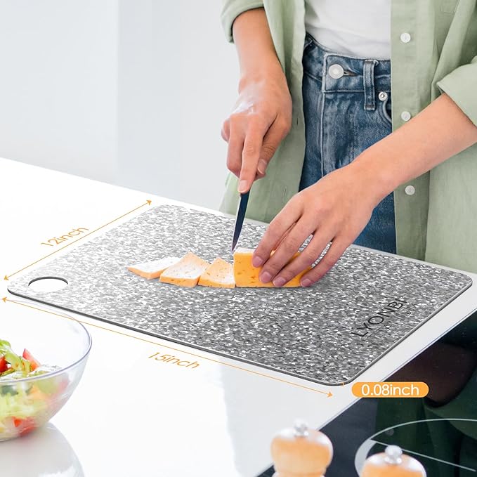 Titanium Cutting Board |100% Pure GR1 Titanium Cutting Board 0.08" Thick |Durable and Double-Sided Cutting Boards for Meat, Fruits and Vegetables | Dishwasher Safe (15" x 10" x 0.08")