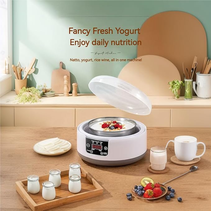 Yogurt Maker Machine, Probiotic Yogurt Maker With Temperature Control, 1.2L Automatic Digital Yogurt Maker With Lcd Display (With 5 Cups)