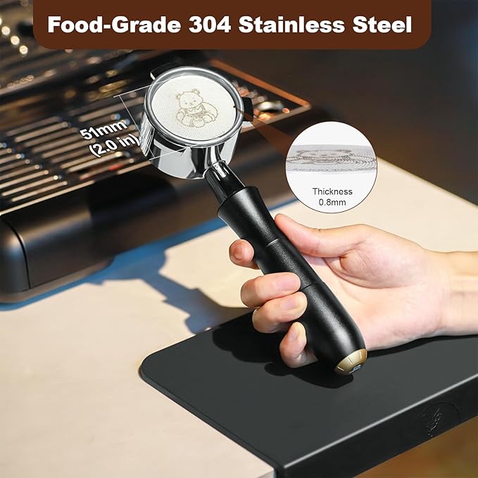 MEION 51mm Espresso Puck Screen-2 Pack 0.8mm Thickness Espresso Filter Screen, Reusable Metal Coffee Filter for Bottomless Portafilter Basket 51mm, Stainless Steel Coffee Puck Screen