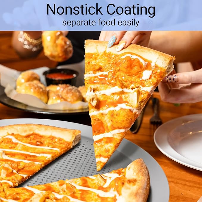 Beasea 14 Inch Pizza Crisper Pan, Aluminum Alloy Pizza Baking Tray with Holes for Home & Restaurant