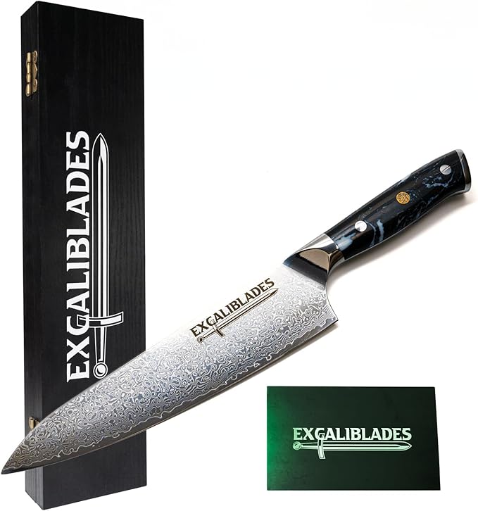 Chef Knife 8 Inch – VG-10 Damascus Stainless Steel, Razor Sharp, Full Tang, Ergonomic G10 Handle – Professional Kitchen Knife for Meat, Vegetables, Fruits – Durable, Balanced Cutlery Gift