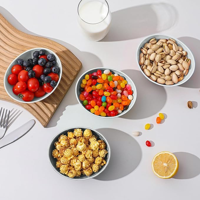 Wheat Straw Bowls Dessert Bowl 10 OZ - 5 Inch | Unbreakable Small Bowl Set, Microwave and Dishwasher Safe Mini Bowls for Appetizer, Dessert 4 PCS (White)
