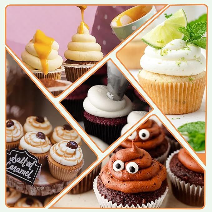 Hendiy 5 Pieces Large Round Piping Tip, Stainless Steel Piping Tips Professional Cake Decorating Tips Set, Frosting Tip Cake Icing Tools for Cupcakes Cakes Cookies