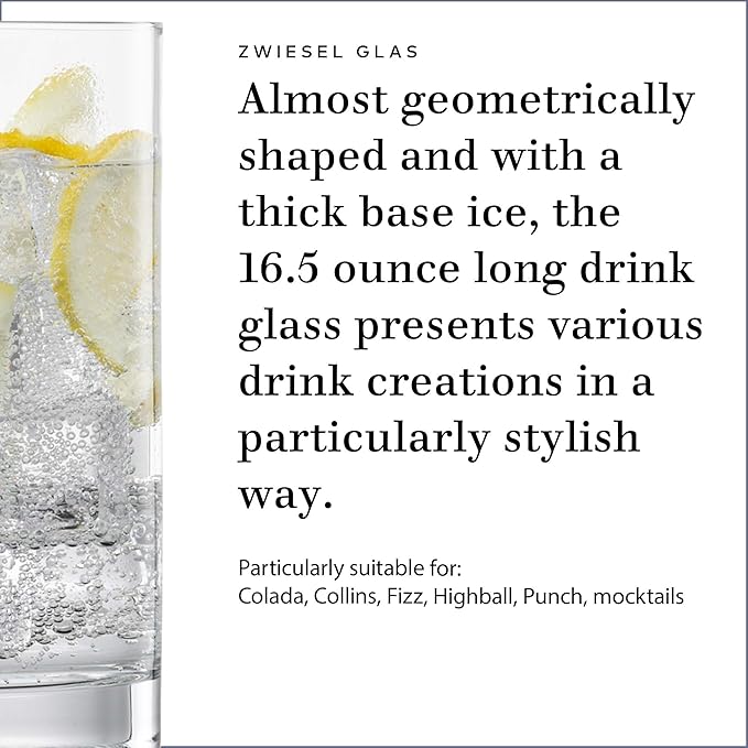 ZWIESEL GLAS Paris Iceberg Long Drink Glass 16.5 Ounce (Set of 6), Drinking Glasses for Long Drinks, Dishwasher-Safe Tritan Crystal Glasses, Made in Germany