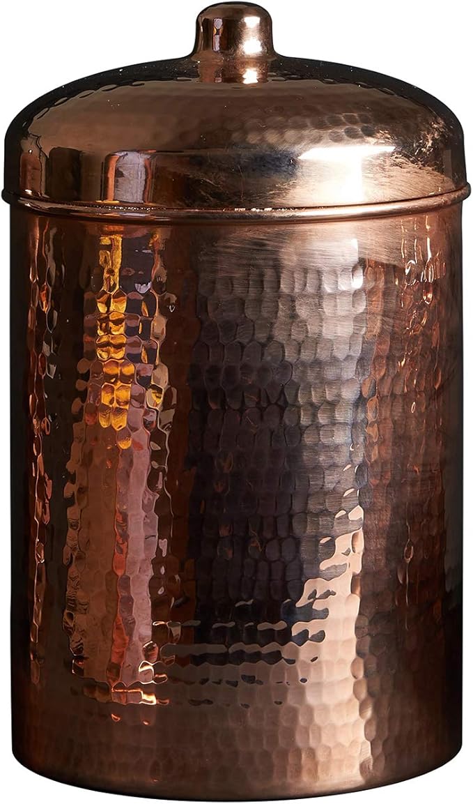 Sertodo Copper Kitchen Canisters | Polished, 3 Quart Capacity | Elegant Functional Storage | Hammer Polished for Shine & Durability | Eco-Friendly Recycled Copper | Timeless Elegance for Your Kitchen