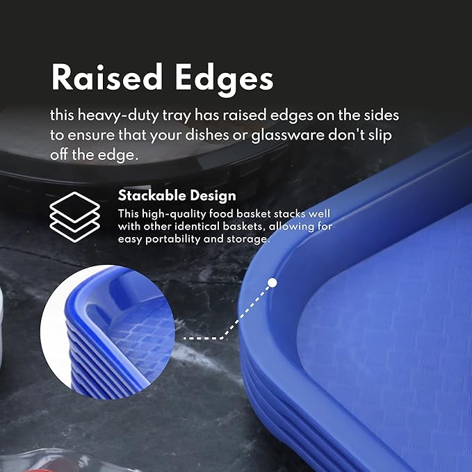 New Star Foodservice Fast Food Tray, Set of 12 (Red, 14 by 18-Inch)