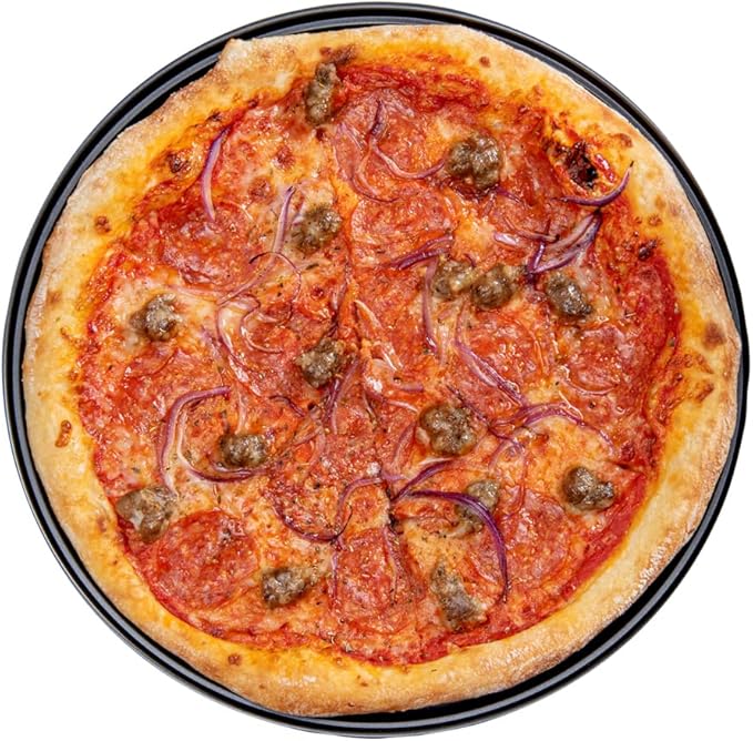 Restaurantware Met Lux 13 Inch Pizza Pan With Holes 1 Heavy-Duty Pizza Pan With Holes - Perforated Non-Stick Carbon Steel Pizza Crust Pan Keeps Pizza Fresh For Any Food Service Establishments