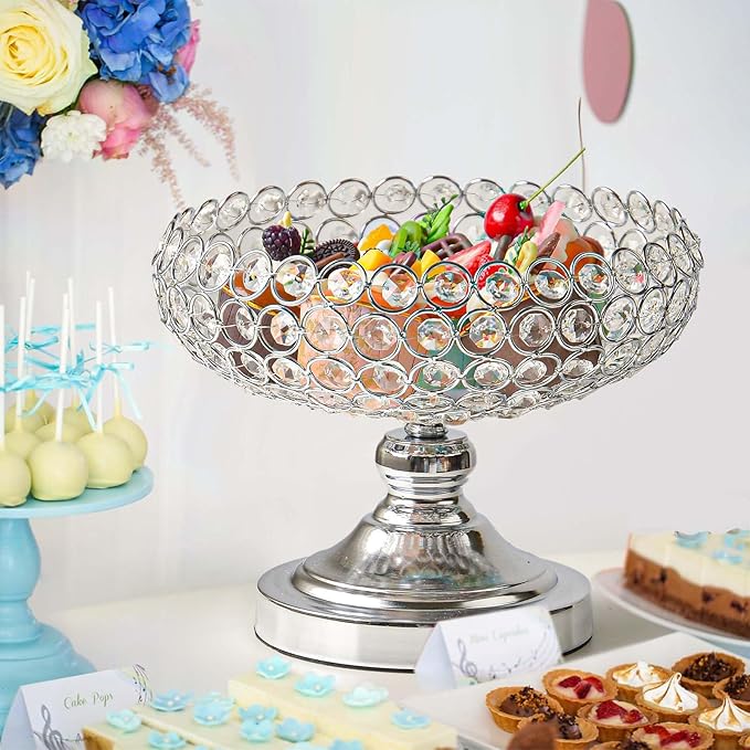 Crystal Bowl for Kitchen Counter Top/Party Table/Dining Table - Elegant Silver Gift for Her (2 PCS, Bowl Shape)