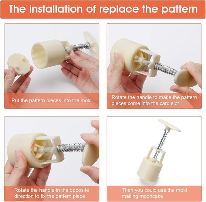 Luxiv Moon Cake Mould 50g, 12 PCS Pattern Hand-Pressure Mooncake Molds for Mid-Autumn DIY Pastry Tool 2 Set with 6pcs Round Flower Mooncake Mode and 6 Pcs Square Pattern Mooncake Mould (White, 50g)