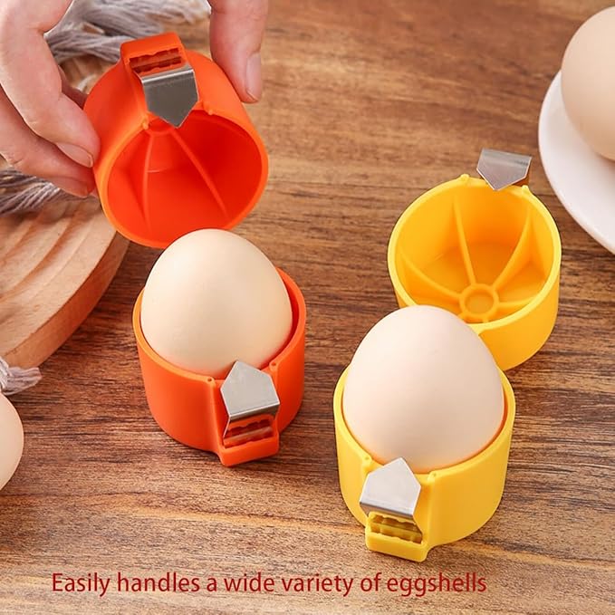 4Pcs Egg Shell Opener and Breaker - Multifunctional Cracker, Separator, Peeler, and Cutter Tool for Kitchen (Orange & Yellow)