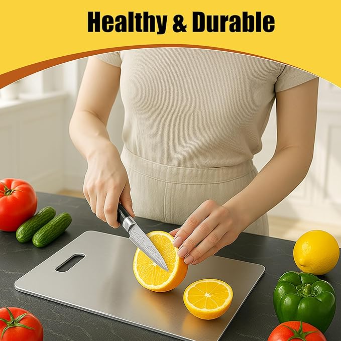 Titanium Cutting Board, 100% Pure Titanium Chopping Board for Kitchen, Hygiene & Durability Double Sided Cutting Board, Non toxic Chopping Board, Dishwasher Safe (15.7“ x 10.8”)