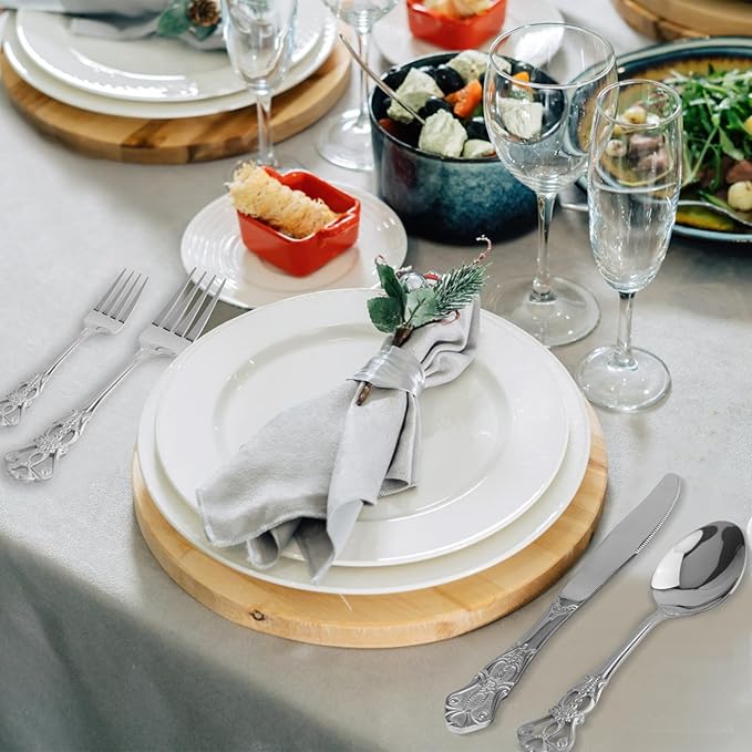 Retro Royal Silverware Set With Gift Box, 60-Pieces Cutlery Set Utensils Stainless Steel Flatware For 12 MIKIWAY Kitchen Tableware Set For Gifts Festive, Dishwasher Safe, Mirror Polishing