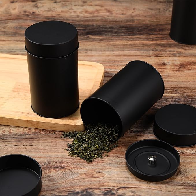 Zopeal 10 Pack Metal Tea Tin Canister with Airtight Double Lids 16 oz Round Tin Can with Lid Double Sealed Small Kitchen Container for Loose Tea Storage Coffee Sugar Candy Herbs and Spices