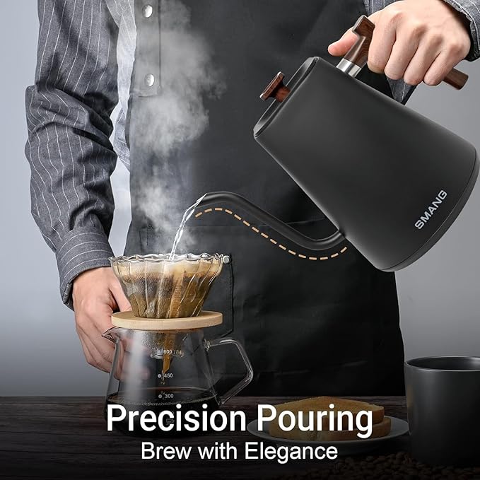 Electric Kettles, Gooseneck Electric Kettle, ±1℉ Temperature Control, for Pour Over Coffee and Tea, 304 Stainless Steel Inner, BPA-Free, Quick Heating Electric Kettles for Boiling Water, 1L Black