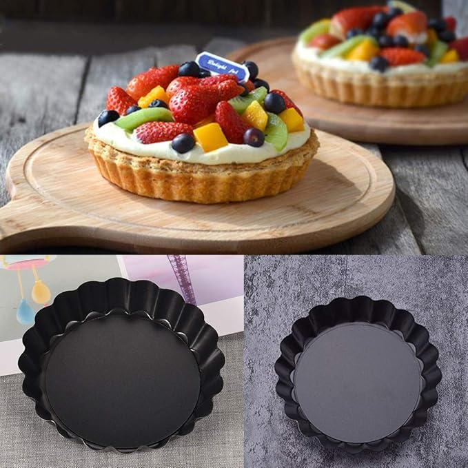 Mini Tart Pans, Nonstick 4 Inch Mini Quiche Pan Removable Bottom Tart Pan Set of 6 (4-Inch)
