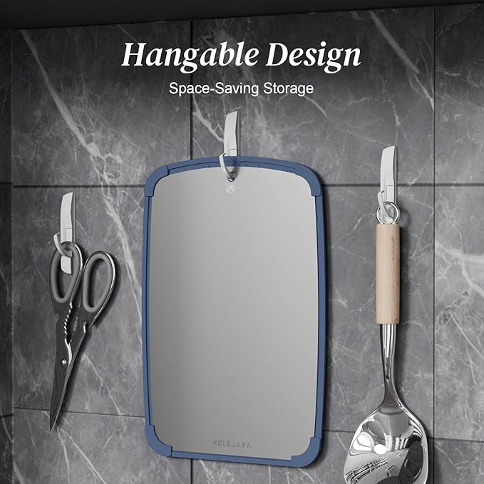 100% Pure Titanium Cutting Board, Double-Sided Pure Titanium Cutting Board for Kitchen and Outdoor Cooking Hygiene Durable Dishwasher Safe Chopping Board with Detachable Silicone Pad (11.42"x7.87")