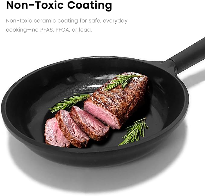 Ceramic Nonstick Frying Pan, Non Toxic 8 inch Frying Pan Skillet PFAS & PTFE & PFOA Free, Dishwasher Safe, Compatible with All Stovetops