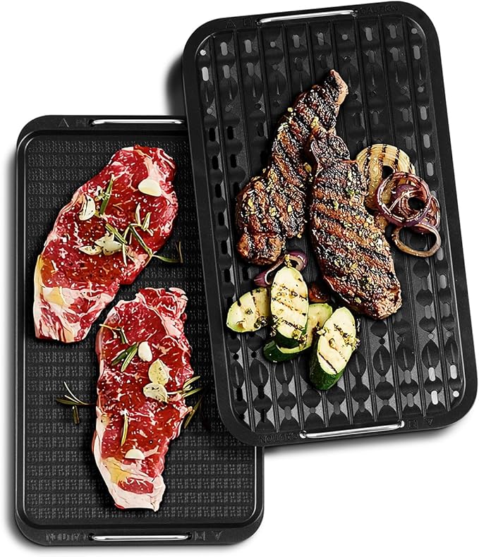 Techwood Indoor Smokeless Grill, 1500W Electric BBQ Grill and Non-Stick Grill Plates with Temperature Control, Removable Drip Tray, Tempered Glass Lid, Red