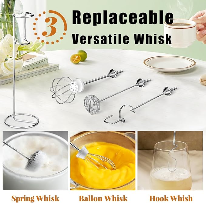 Nahida Rechargeable Milk Frother Wand for Coffee Include Stand - Turquoise