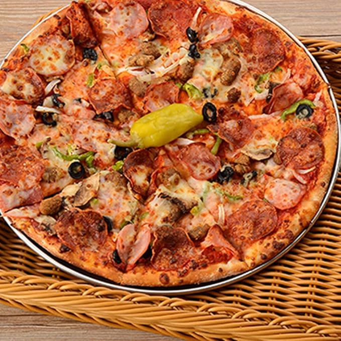 Yardwe Perforated Pizza Baking Tray 10-Inch Stainless Steel Pizza Pan with Holes Ideal for Home Oven and Restaurant Use
