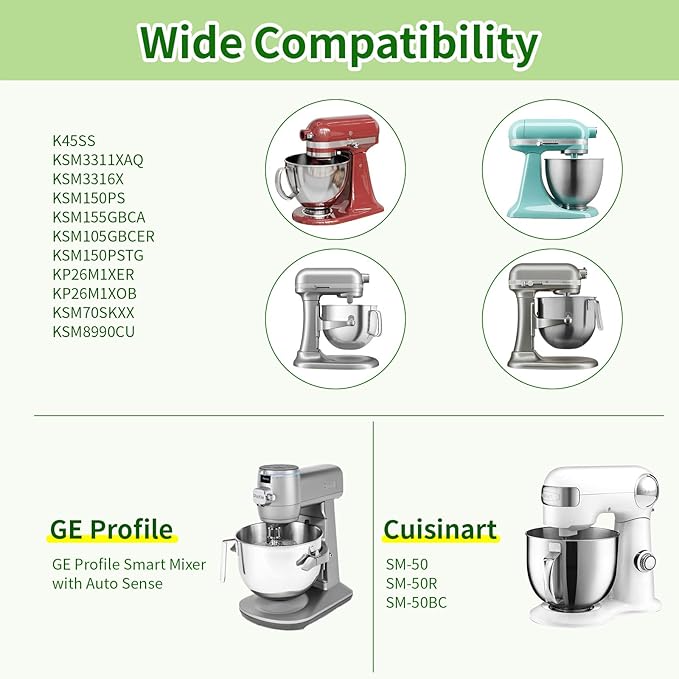 Dairy Free Ice Cream Maker Attachment for KitchenAid Stand Mixer, Frozen Yogurt and Sorbet Maker, Soft Serve Dessert Machine, Dishwasher Safe for Kitchen aid Ice Cream Attachment