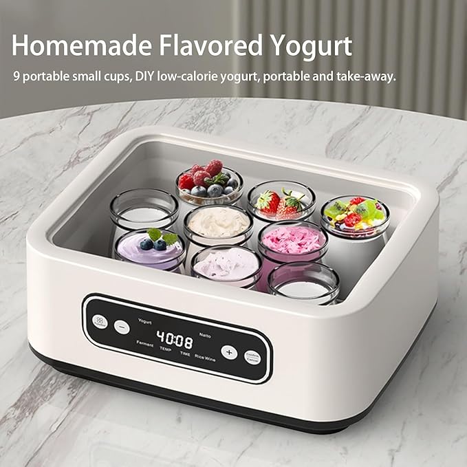 Yogurt Maker with 5 BPA-Free Jars, Temp Control & Smart Timer, Homemade Greek Yogurt, Effortless 3-Step Setup, LED Display - Perfect for Keto/Vegan Diets