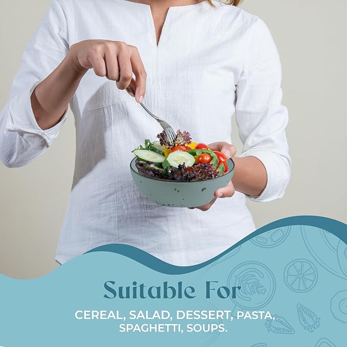 Esfour Round Porcelain Bowls - 18 Ounce - Set of 4 - Microwave, Oven, Dishwasher-Safe, Scratch Resistant, Porcelain Durable Small Dishes Bowls for Cereal, Salad, Pasta, Soup, Dessert - Assorted Vivid