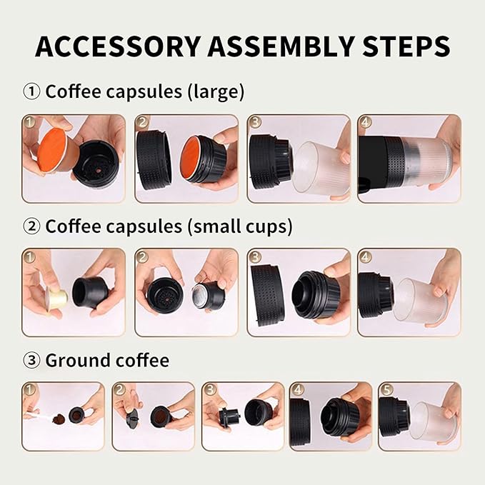 Portable Coffee Maker Espresso Travel Machine – Self-Heating Electric Espresso Maker, Compatible with Ground Coffee, Ideal for Travel, Camping, Office