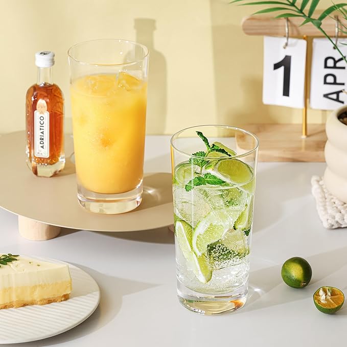 Highball Glasses Set of 6, 13oz Tall Drinking Glasses, Water Glass for Kitchen, Tom Collins Glasses, Mojito Glass Cups, Cocktail Glasses for Bar Glassware