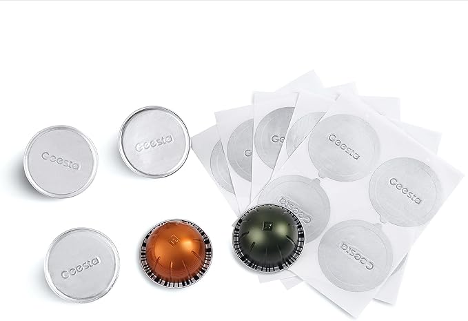Geesta Reusable Aluminum Foil Seals Lid Compatible with Nespresso Vertuoline Capsule-240 Pcs