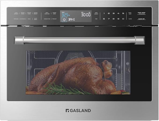 Gasland 24 Inch Built in microwave oven, Microwave and Convection Oven Combination, 1000W, 11 Levels, Sensor Cook, Touch Control, LCD Display, 1.6 Cu. Ft Wall Microwave Oven Combos, Stainless Steel