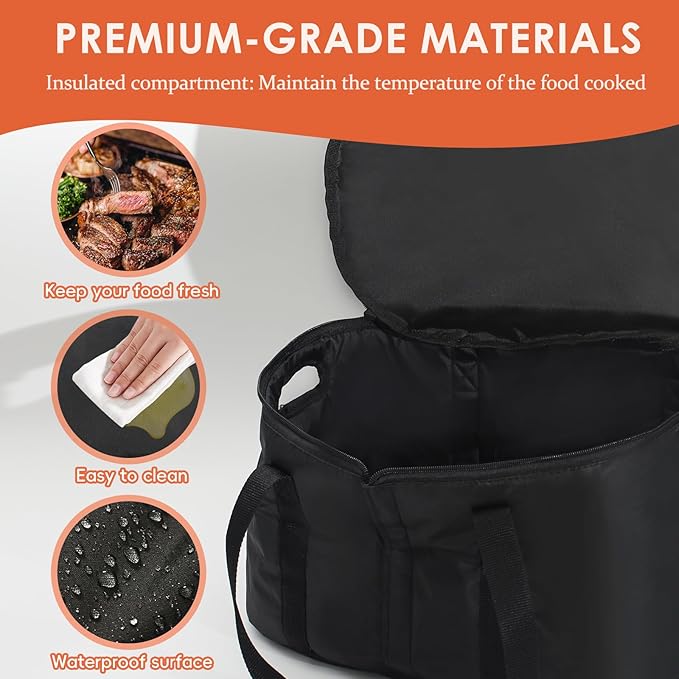 Portable Slow Cooker Travel Bag, Insulated Carrier Case for Most 4, 5, 6, 7, 8 Quart Crock, Internal Mesh Net Holds Pot in Place, Slow Cooker Carrier