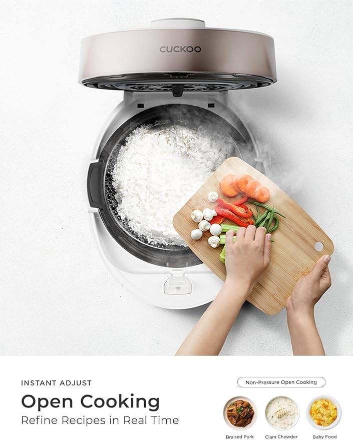 CUCKOO CRP-ST0609FW 6-Cup (Uncooked) / 12-Cup (Cooked) Twin Pressure Rice Cooker & Warmer with Nonstick Inner Pot, 16 Menu Options, 3 Voice Guide, Auto Clean (White)