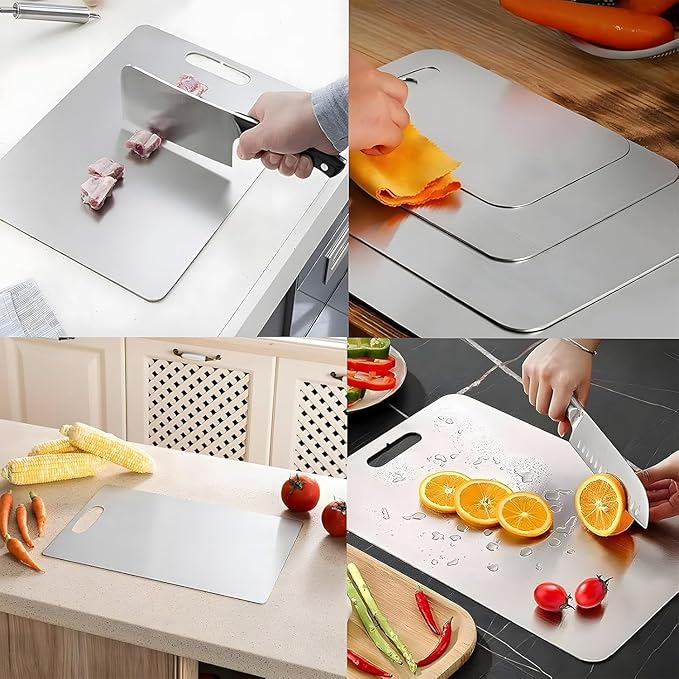 Premium Pure Titanium Cutting Board for Kitchen New Upgrade Double Sided Dust-free Cutting Board,Hygiene Durable Dishwasher Chopping Board for Meat, Vegetables & Fruits (M - 1Pack)