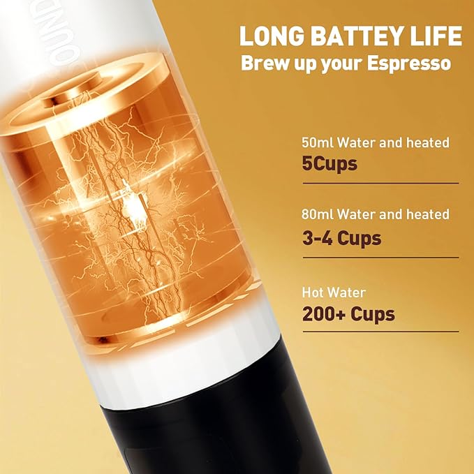 Portable Espresso Machine, Electric Travel Coffee Maker for Camping, Car Coffee Maker Self-Heating with USB-C, Compatible with Ground Coffee & NS Capsule for RV, Hiking, Office