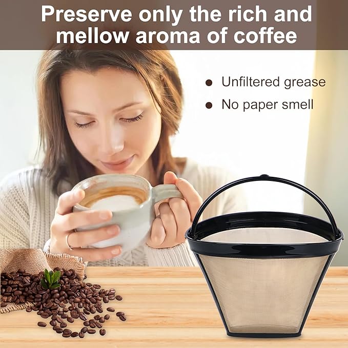 Reusable Coffee Filters Suitable for Ninja Coffee Maker, 3Pcs Cone Coffee Filters 4, Which Can Be Used to Replace the Cuisinart Coffee Maker Filter 4