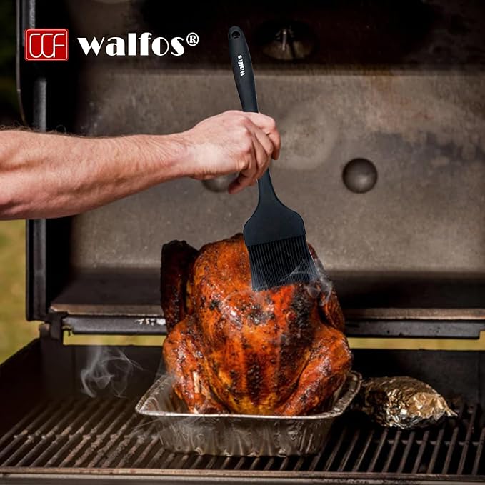 Walfos 3 Size Basting Brush, High Heat Resistant Silicone Pastry Brushes for Barbecue, Baking, Kitchen Cooking, Desserts- Strong Stainless Steel Core Technology