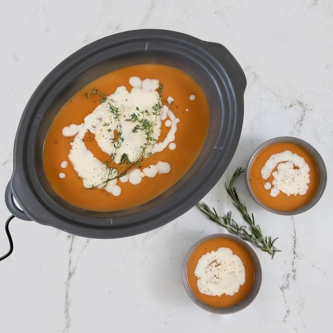 Kenmore 5 Quart Slow Cooker - Mini Crock Pot With Glass Lid, Stainless Steel Electric Cookers, Warm Rice & Sous Vide Stew, Soup, Lunch, Dishwaher Safe Non-Stick Ceramic Insert, 5 lb Chicken 3 lb Roast