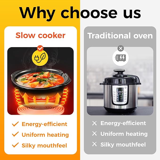 Sunvivi Double Slow Cooker,2 Pot Small Mini Crock Buffet Servers and Warmer,Dual Pot Oval Manual Slow Cooker with Adjustable Temp Removable Ceramic Pot,Stainless Steel, Total 2 * 1.25 Quarts Black