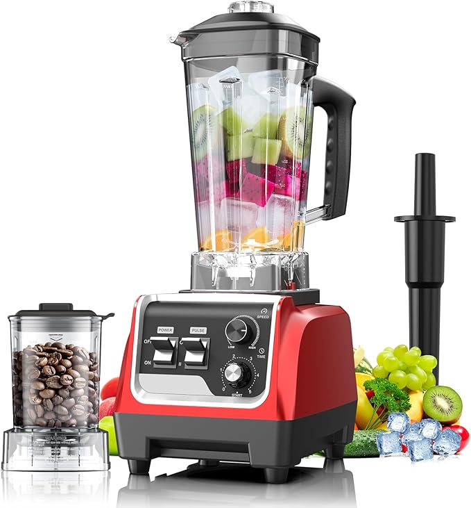 1800W Smoothie Blender and Grinder Combo 70OZ Large Capacity Countertop Blenders for Kitchen High Speed Blender for Smoothies Ice Crushing Frozen Drinks Puree (Dark Red)