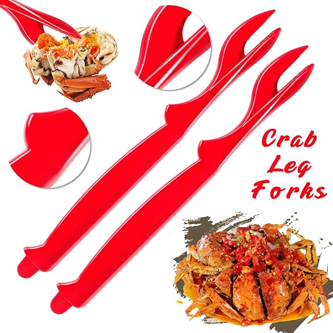 10PC Crab Lobster Crackers Tools, Butter Warmers for Seafood Tools Set Includes 2 Crab Crackers, 2 Lobster Shellers, 2 Crab Leg Forks, 1 Seafood Scissors, 2 Butter Warmers and 1 Storage Bag