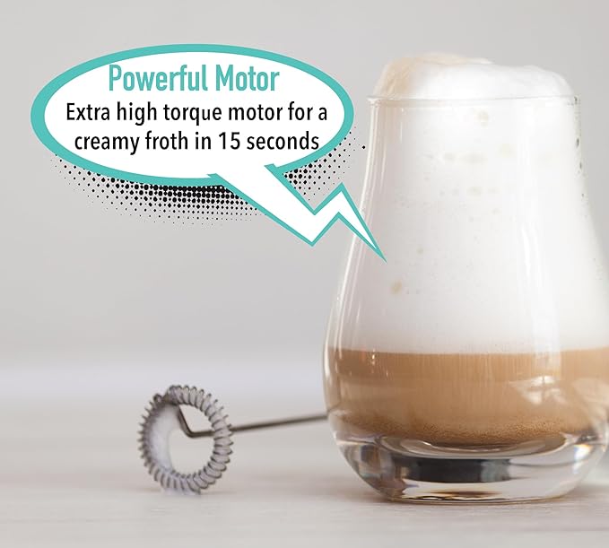 Elementi Milk Frother Wand - Coffee Frother Handheld - Drink Mixer - Coffee Mixer Wand - Cold Foam Maker - Electric Stirrer for Drinks (Silver)