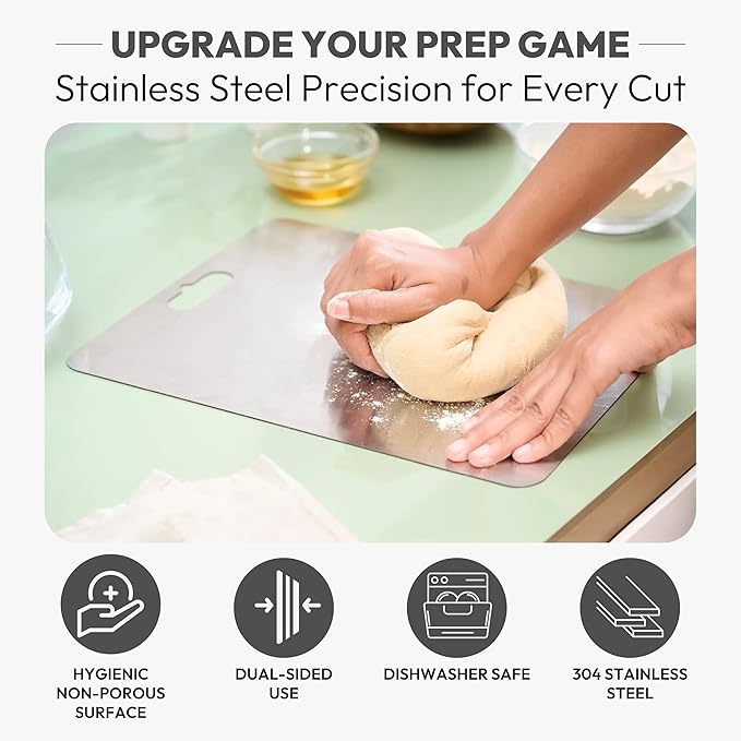 100% Pure Titanium Cutting Board-Titanium board for Kitchen,14"x9.9"x0.08"- Easy to clean, Dishwasher safe Chopping Board, Double Sided Cutting Board for Meat, Poultry, Fruit, Vegetable