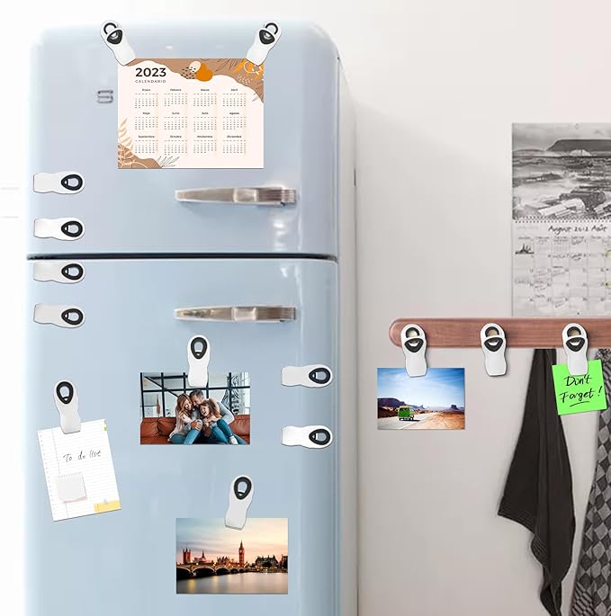 10 Pack Magnetic Chip Clips, Bag Clips, Food Clip, Plastic White Snack Clip with Magnet for Refrigerator