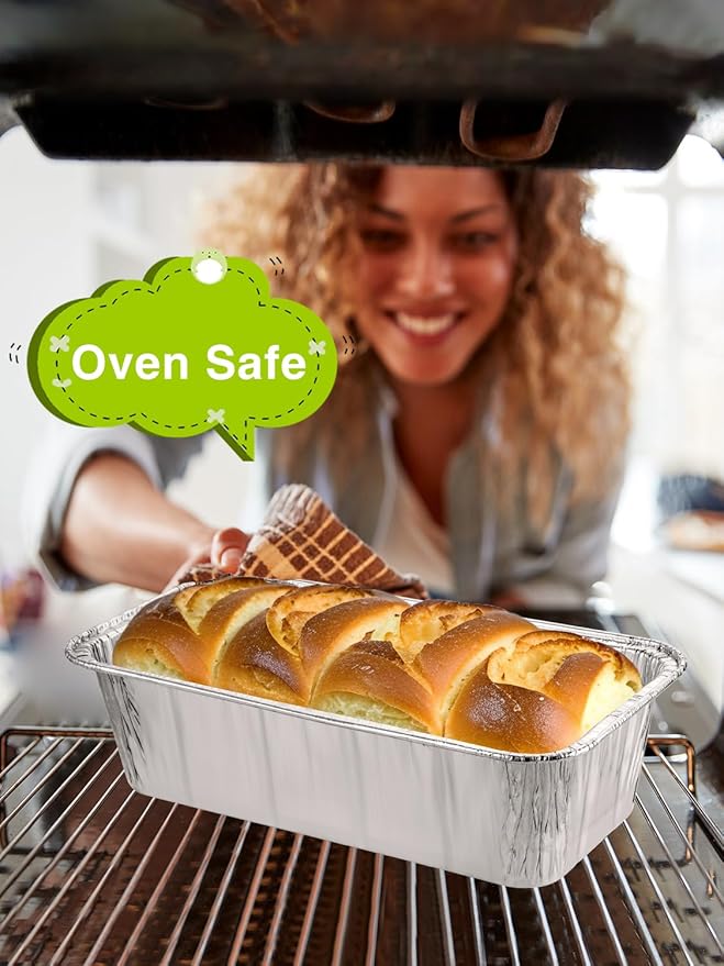 60 Pack Disposable Aluminum Loaf Pans with Lids Combo Set - 30 Pack 8.5x4.5x2.5 Foil Loaf Pans & 30 Pack 6x3.5x2 Mini Tin Foil Baking Pans Tin Trays Food Containers for Baking Cakes Bread Meat