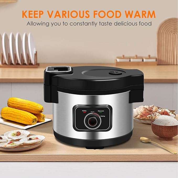 13L Commercial Rice Cooker Large Rice Cooker 50Cup(Cooked)/25Cup (Uncooked), 1850W Rice Cooker for Restaurant Canteen Party Commercial Rice Warmer for 24H