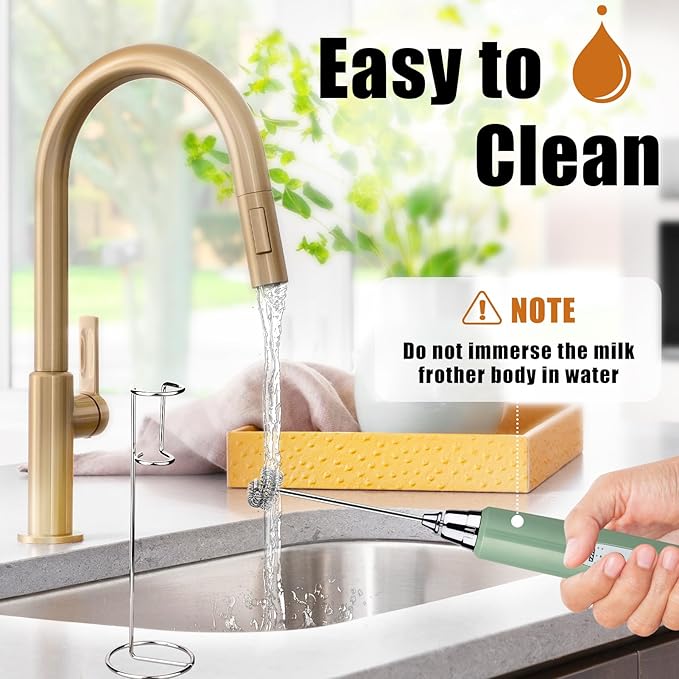 Nahida Rechargeable Milk Frother Wand for Coffee Include Stand - Granite