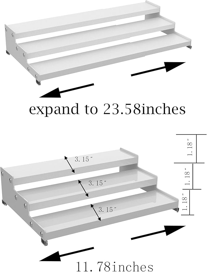Premium Spice Rack Organizer for Countertops -tiered spice rack organizer for cabinet,spice jars, oil bottles and utensils 2 Packs White (modern rust-resistant design)